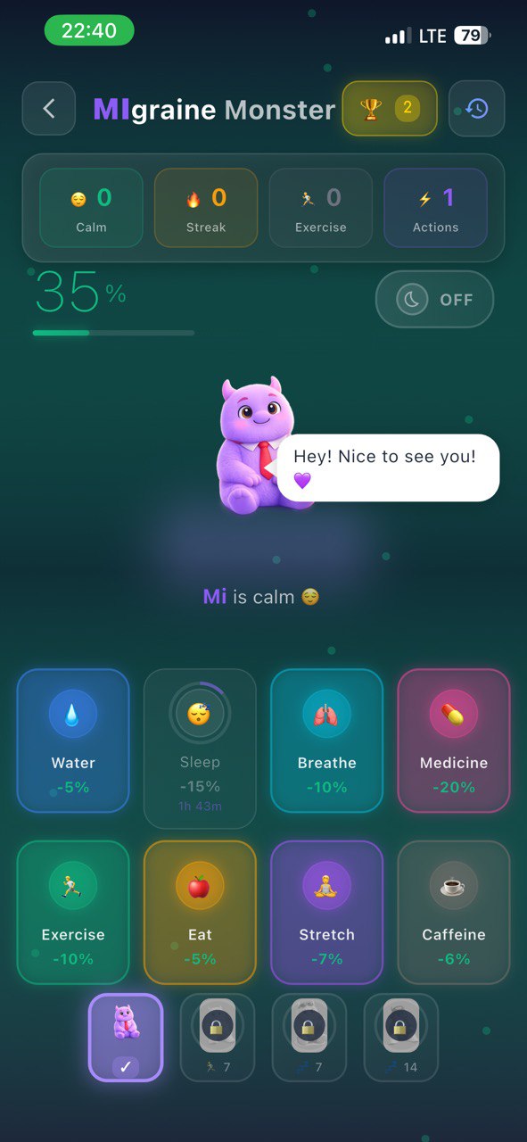 Migraine Monster therapeutic game